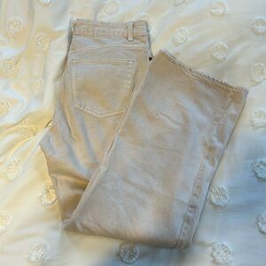 H&M high rise cream wide leg jean